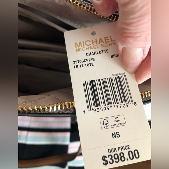 NWT MICHAEL KORS Charlotte Hope Brown Purse Bag  $398 - Picture 5 of 5